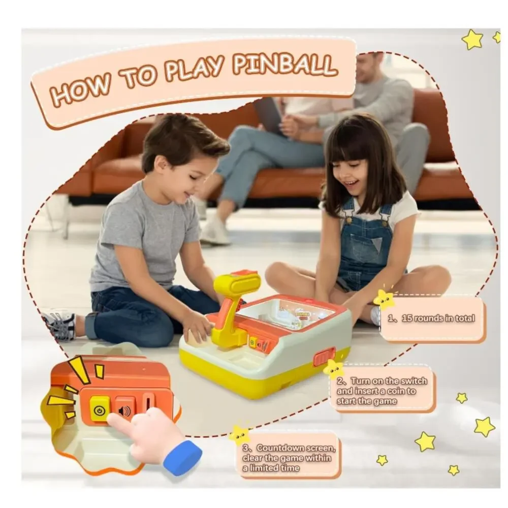 Pinball Machine for Kids, Interactive Electronic Toy40 Pinballs & 12 Coins